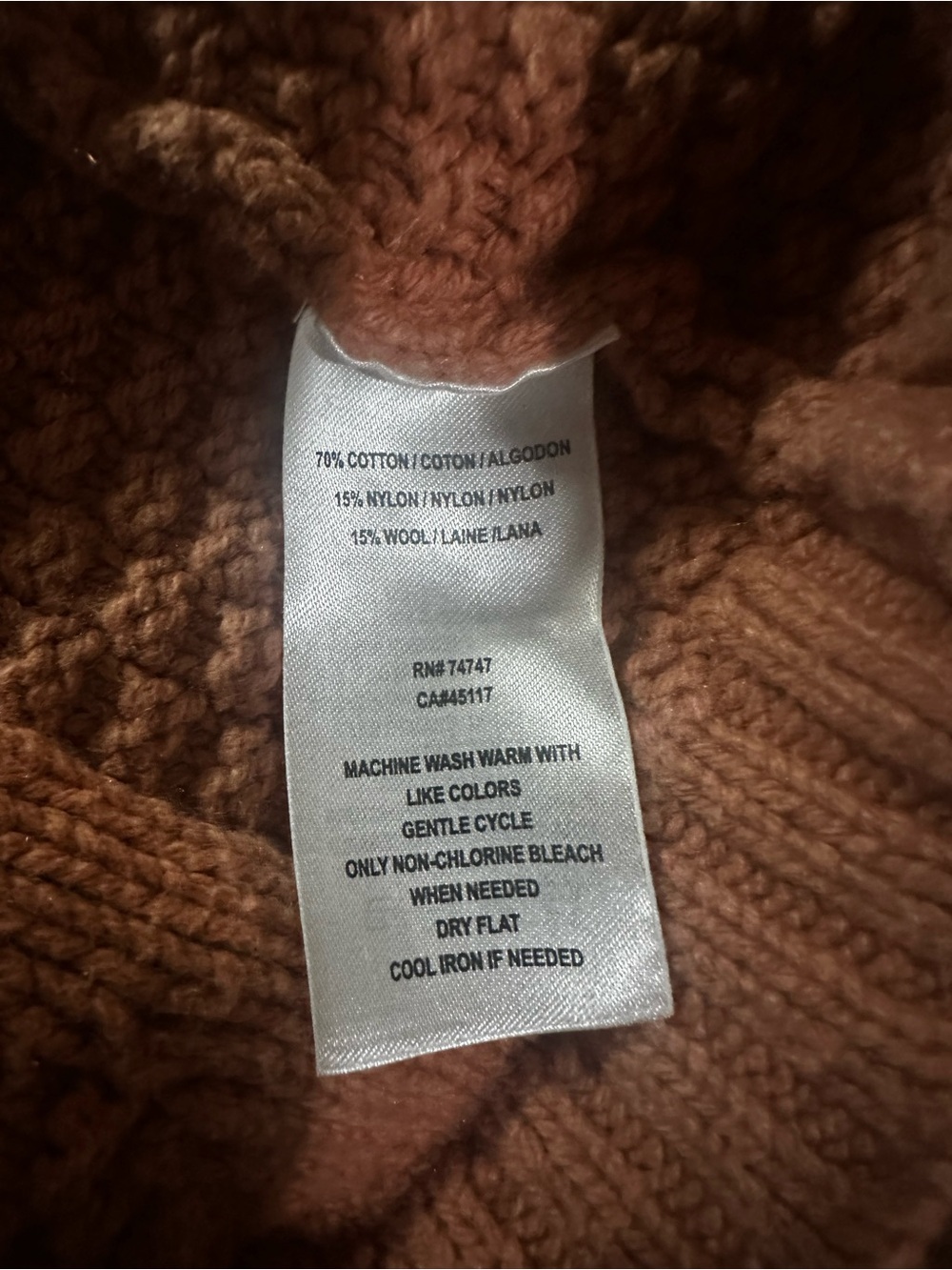 Natural Reflections Shawl Collar Terracotta Pink V-Neck Textured Button Sweater - Picture 5 of 7